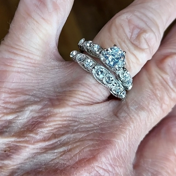 Women's engagement set size 9 new cubic zirconia silver tone co… - Picture 10 of 12